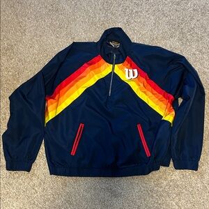 Wilson Men's Retro Windbreaker with Red Orange and Yellow Stripes